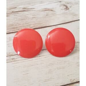 Vintage Clip On Earrings Safety Orange Tone Retro Circle 7/8" - DAMAGED